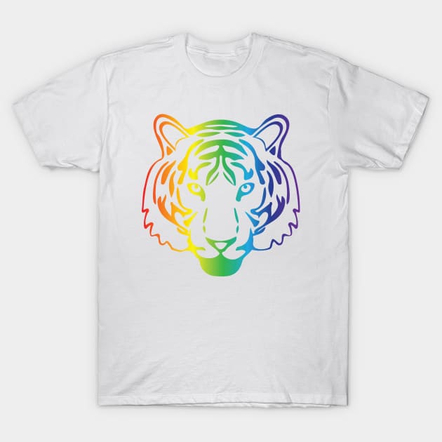 Rainbow tiger head T-Shirt by grafart